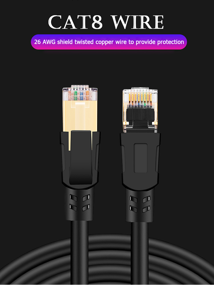

Cat 8 Ethernet Cable 26AWG 40Gbps RJ45 Network Cable Wired LAN Patch Cord, 3m, 501 Original