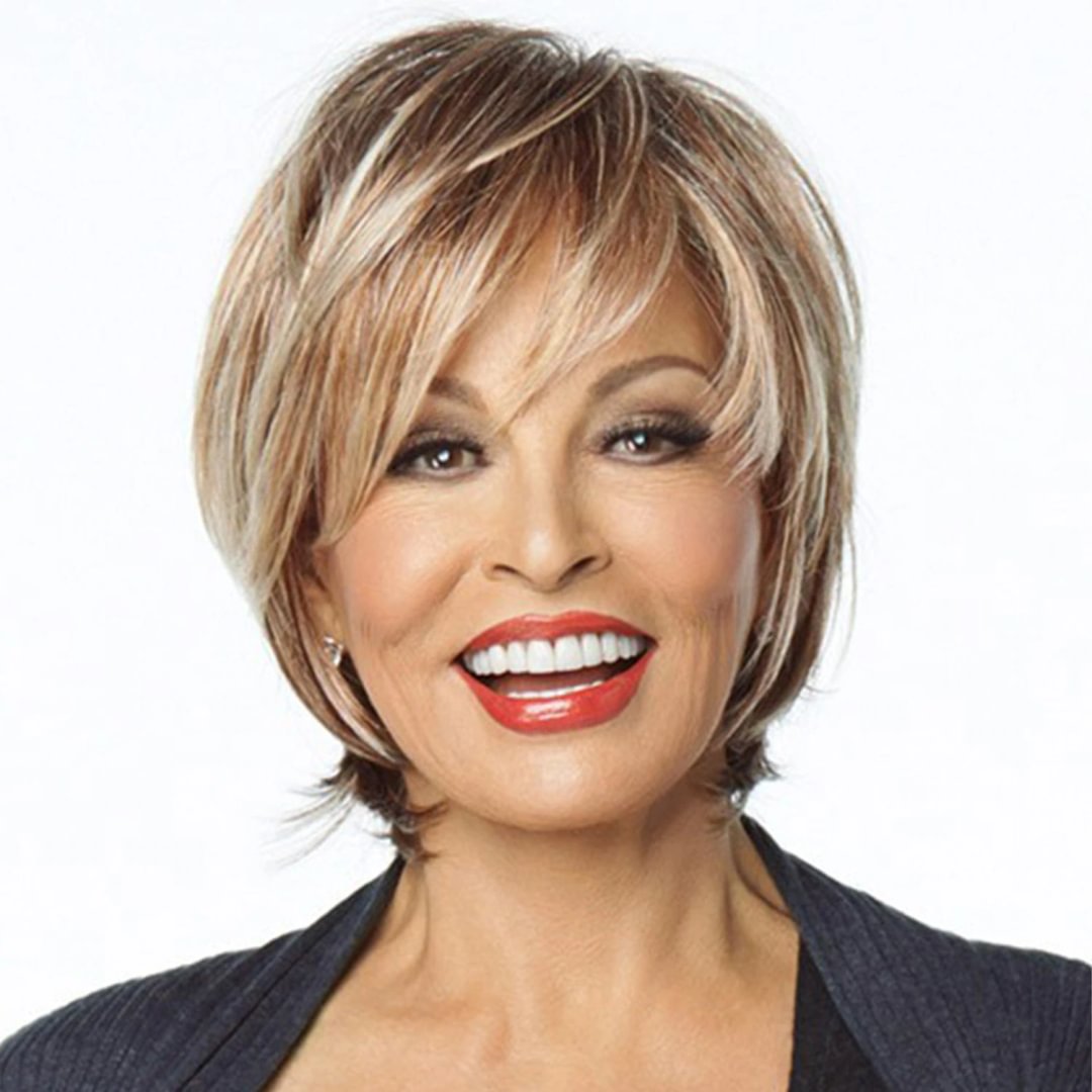 New Ladies Fashion Short Hair Mixed Color Chemical Fiber Wig Short Straight Hair Set-Hoverseek