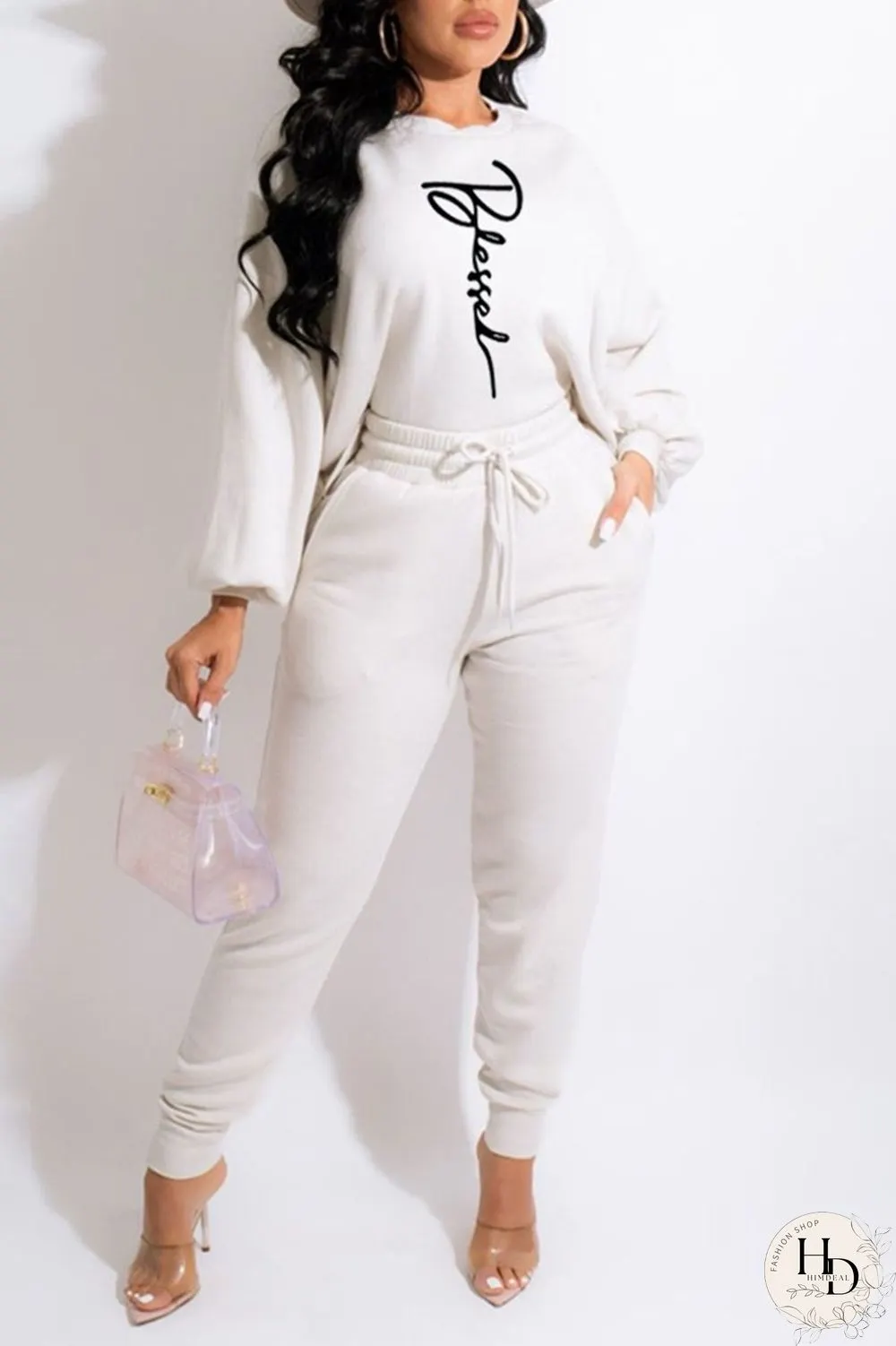 Green Casual Print Split Joint O Neck Long Sleeve Two Pieces