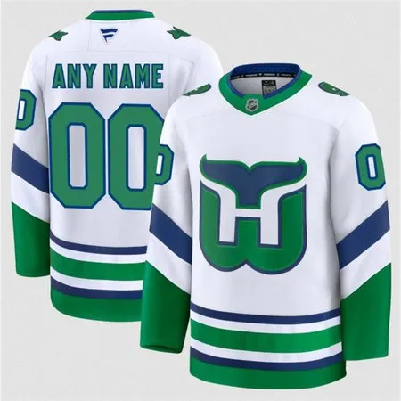 Youth Carolina Hurricanes Custom White 2024-25 Throwback Stitched Hockey Jersey