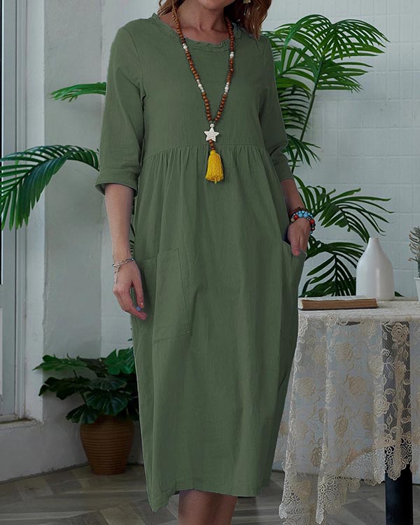 Linen Cotton Midi Dress