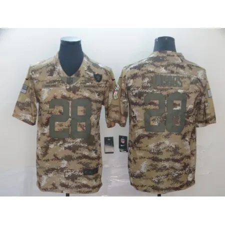 Men's Oakland Raiders #28 Josh Jacobs Camo Salute To Service Limited Stitched NFL Jersey