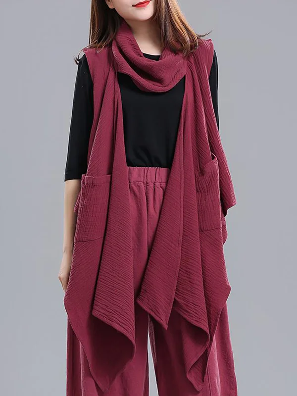 Irregular Solid Color Casual Vest - yankia