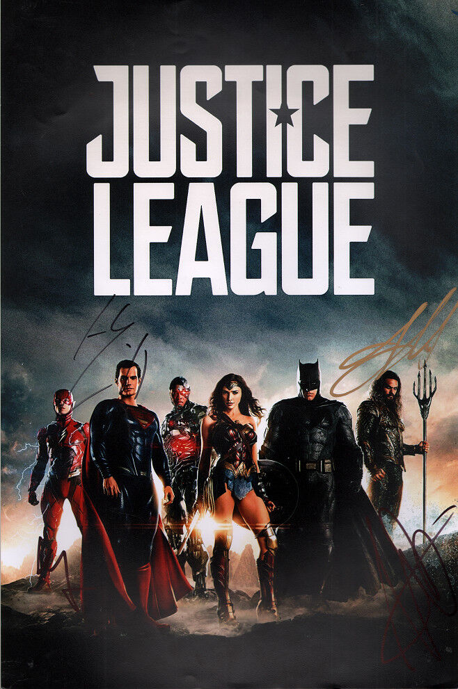 JUSTICE LEAGUE Cast(x4) Authentic Hand-Signed HENRY CAVILL