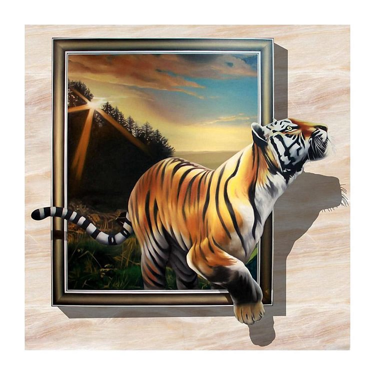 Running Tiger - Full Round Drill Diamond Painting - 30x30cm(Canvas)