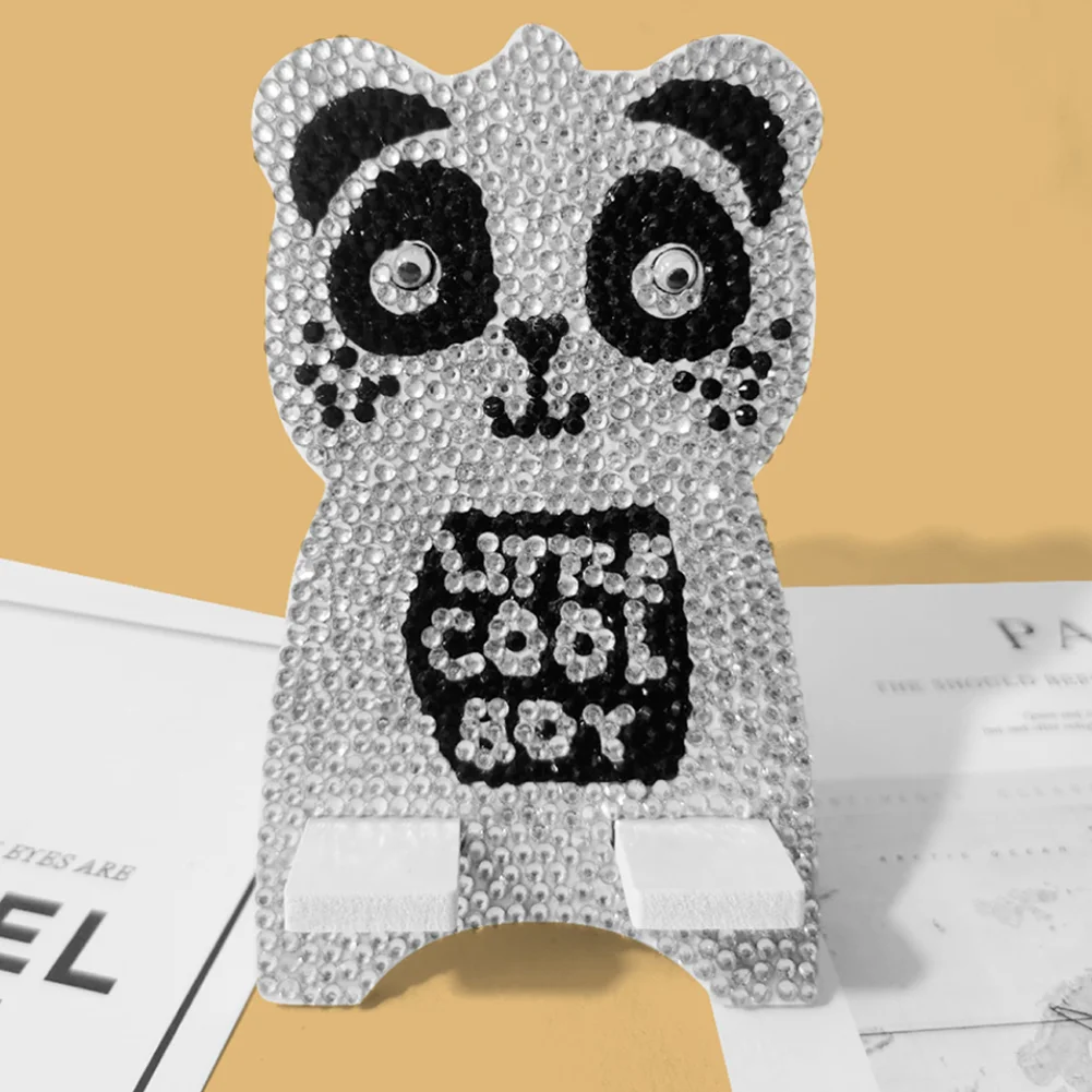 DIY Mobile Phone Holder Rhinestone Resin Bracket Desktop Decor (Panda)