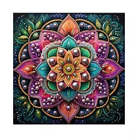 Black Background Floral Mandala - Pearls Painting