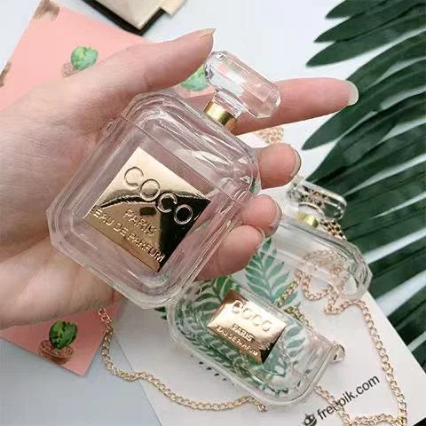 Luxury Crystal Perfume Bottle Apple AirPods Protective Case Cover with Strap