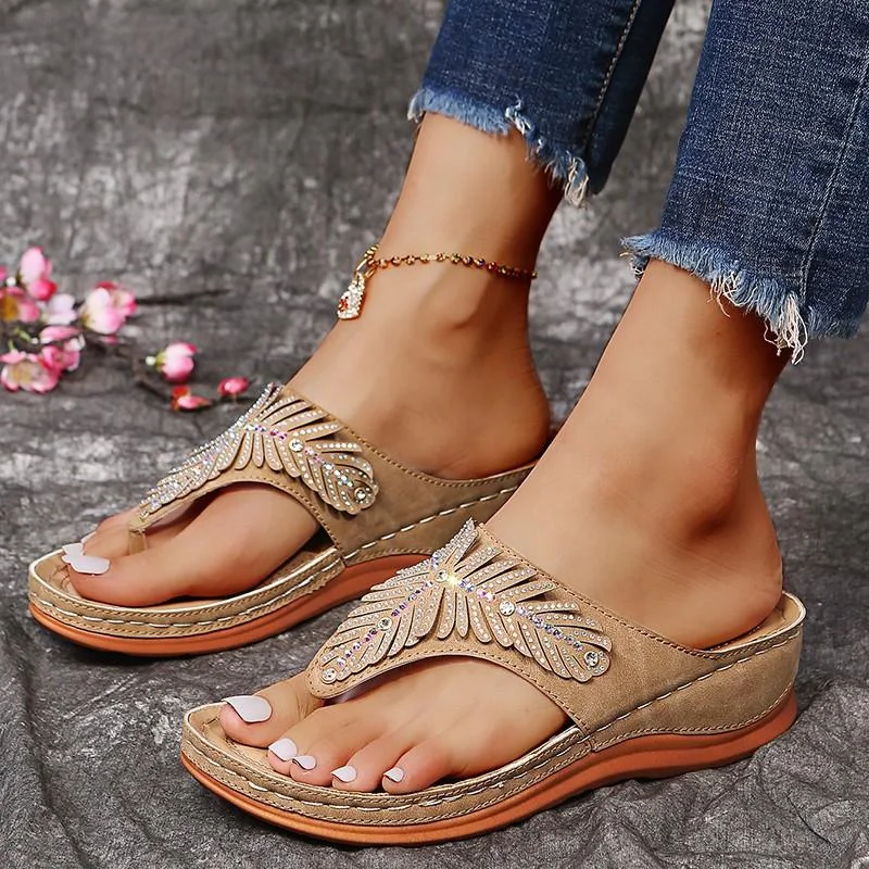 Women's Rhinestone Wedge Sandals Flip-flops