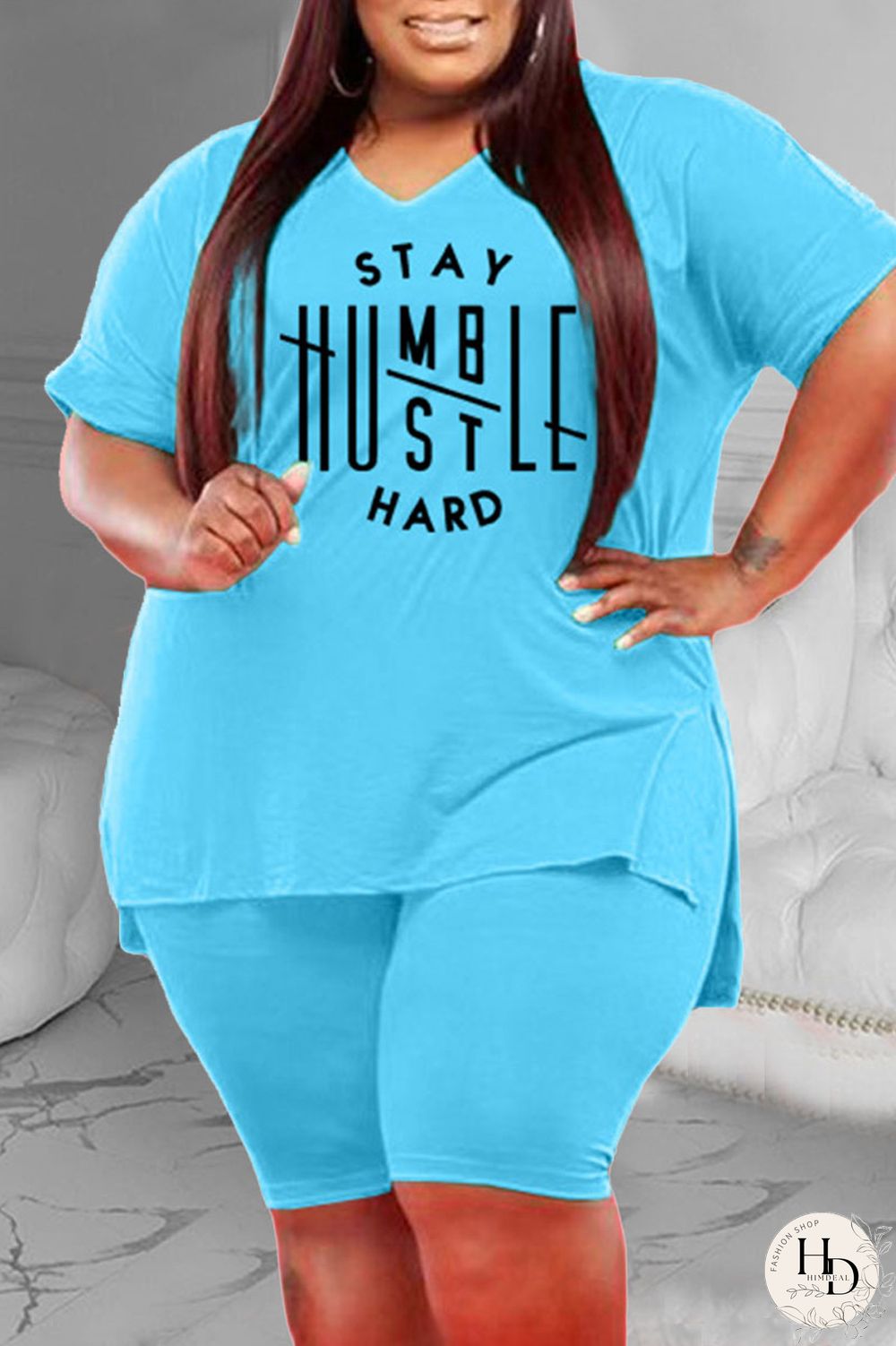 Red Casual Print Split Joint Slit V Neck Plus Size Two Pieces