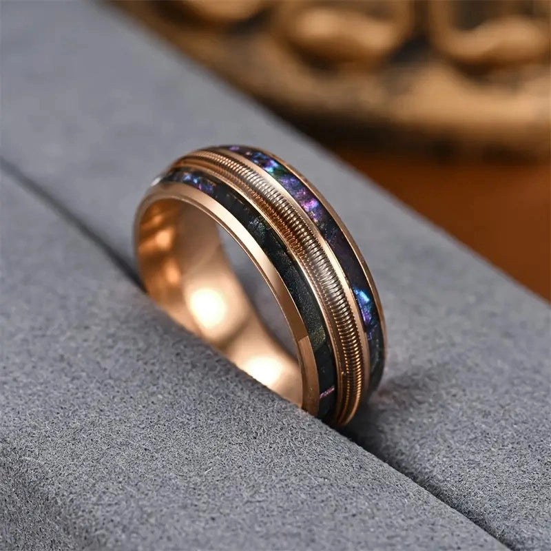 Casual Retro Color Block 304 Stainless Steel Enamel Men’s Rings