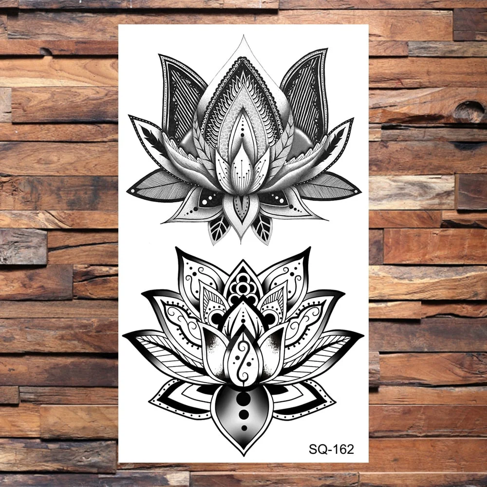 Crown Temporary Tattoos For Women Men Realistic Cross Sword Angel Wings Thorns Fake Tattoo Sticker Body Waterproof Tatoos Black