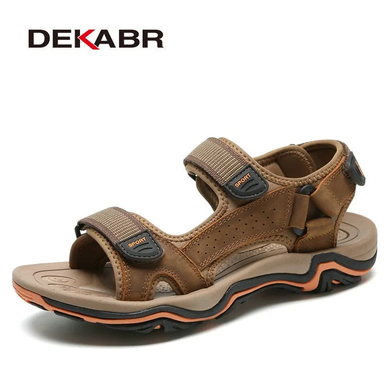 DEKABR Hot Sale New Fashion Summer Leisure Beach Men Shoes High Quality Leather Sandals Plus Size 45 Men's Outdoor Shoes