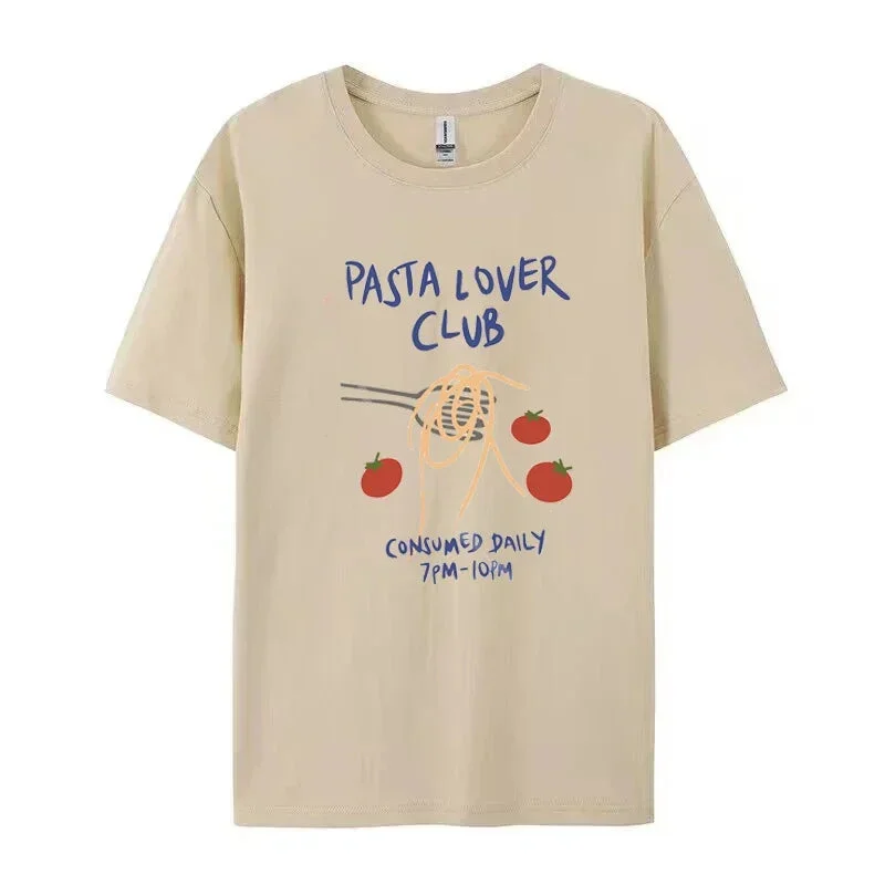 Toloer Pasta Lover Club Graphic Tee-Outfit Ideas