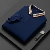 Men's New Business Plaid Collar Long-sleeved Fashionable Daily Casual Polo Shirt