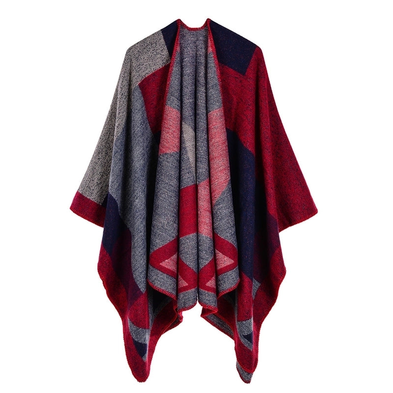 Women’s Retro Lattice Imitation Cashmere Sewing Shawls