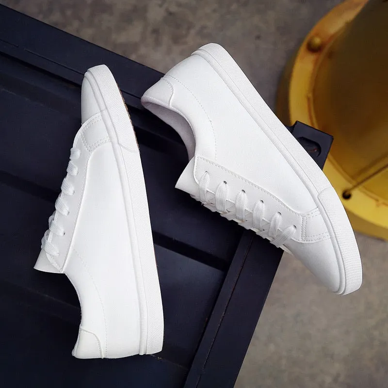 2022 new spring tenis feminino lace-up white shoes woman PU Leather &amp; Canvas solid color female shoes casual white sneakers
