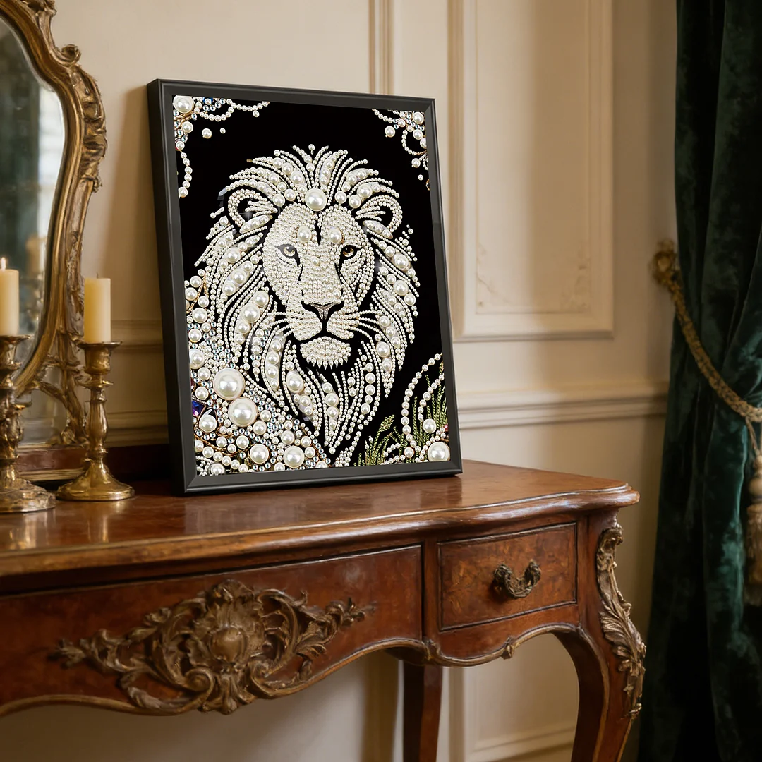 Lion Special Shaped 5D DIY Partial Drill Diamond Painting Kit Home Art 30x40cm