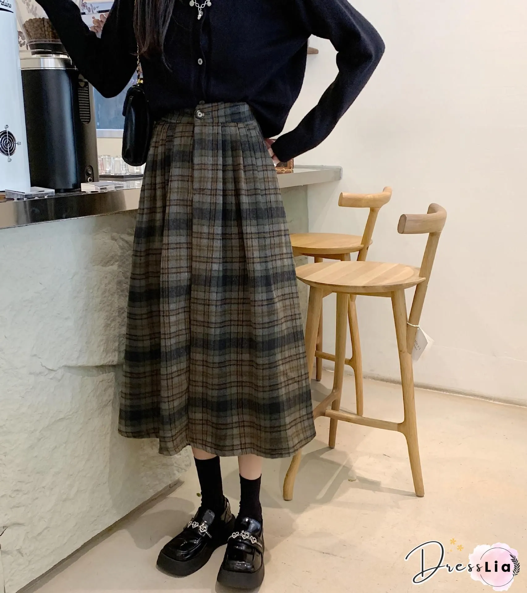 Plaid Printed Vintage Casual A-Line Skirt