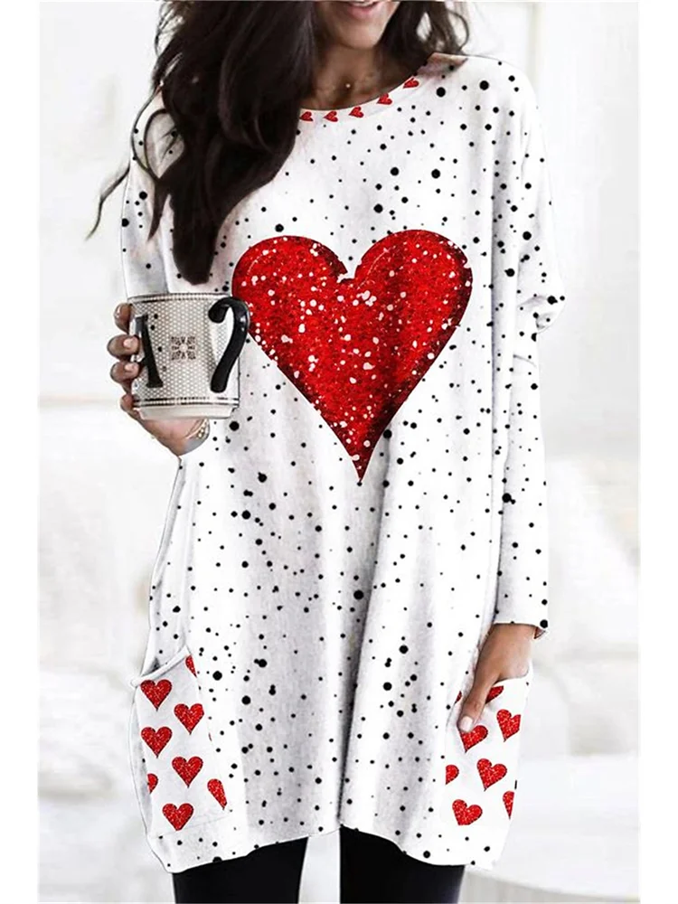 VChics Valentine's Day Love Pocket Long Sleeve T-Shirt