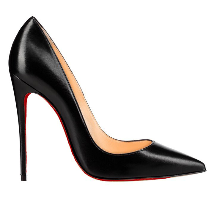 120mm Red Bottom Women's Party Wedding Heels Black Pumps-MERUMOTE