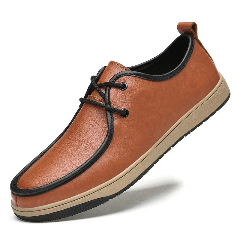 Mens Genuine Leather Casual Shoes Male New Fashion Lace-up Footwear Comfy Outdoor Walk Men Shoes 2021 Brand Office Shoes for Man