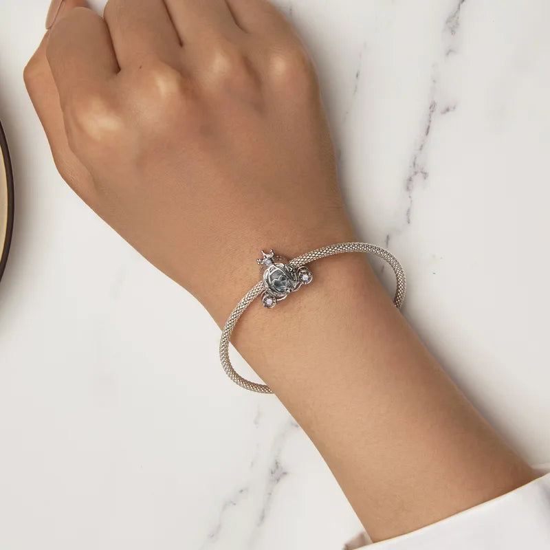 1 Piece 15*18mm Hole 4~4.9mm 925 Sterling Silver Glass Nano Opal White Gold Plated Pumpkin Heart Shape Beads Jewelry Accessories