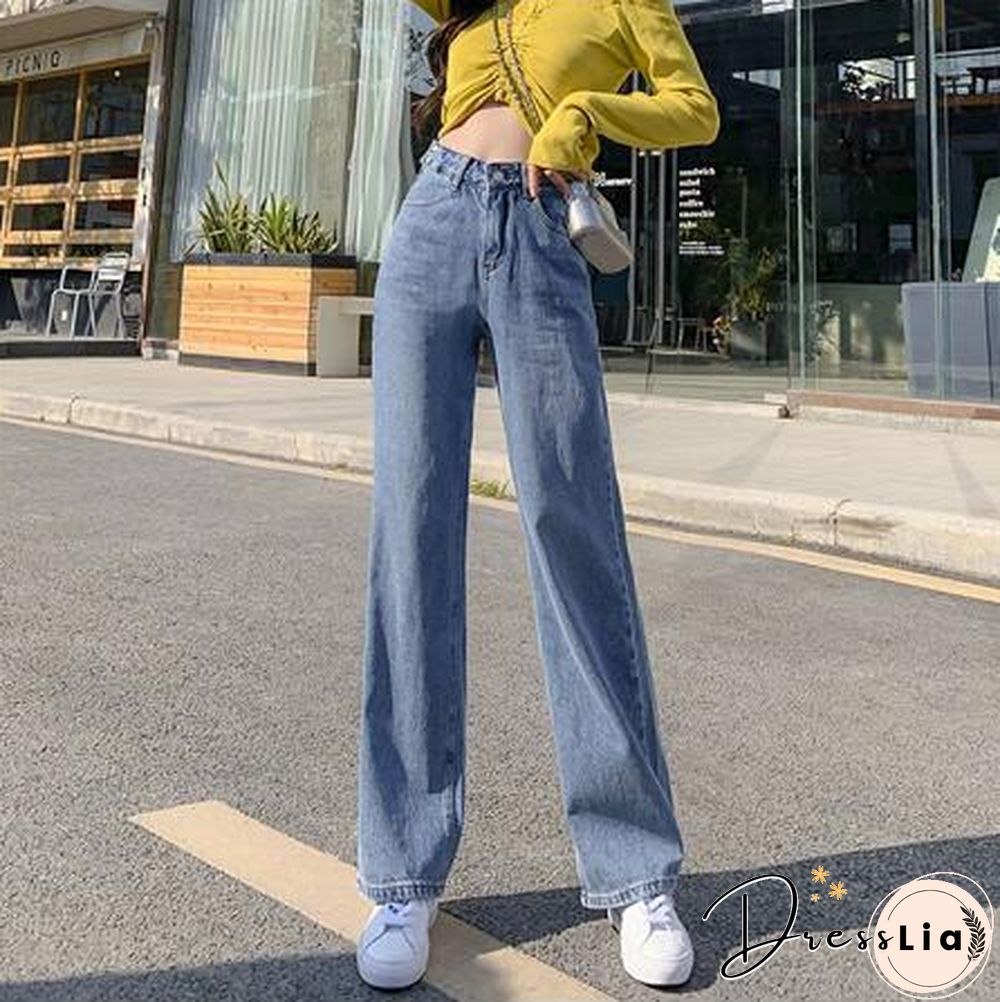 Woman Jeans High Waist Clothes Wide Leg Denim Clothing Blue Streetwear Vintage Quality Fashion Harajuku Straight Pants