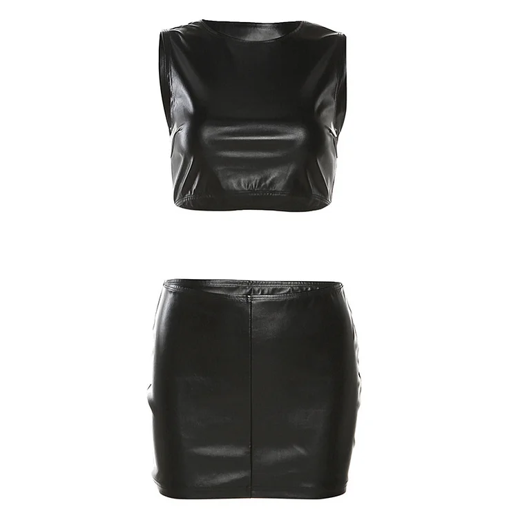 Black Crop Top Women Sets