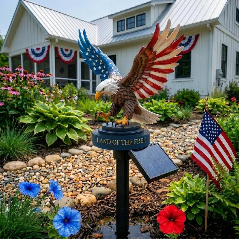 🔥LAST DAY 50% OFF &ndash; Solar Eagle Garden Light &ndash; A Glowing Tribute to American Freedom