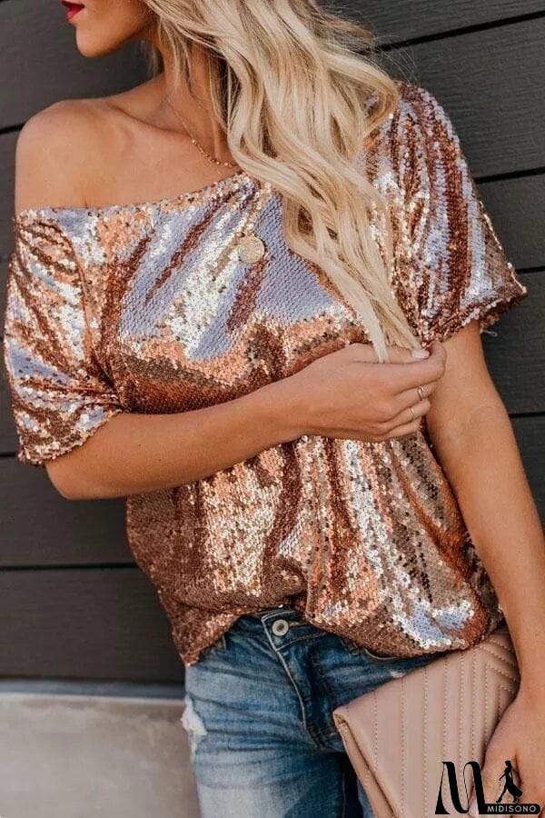 MidiSono - Sequin Dew Shoulder Blouse