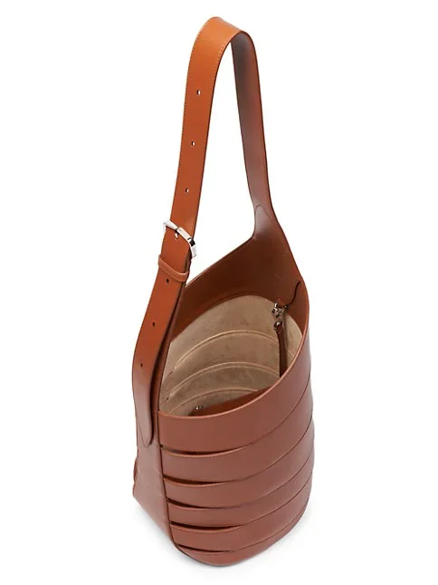 Ala&iuml;a Medium Babel Leather Shoulder Bag brown