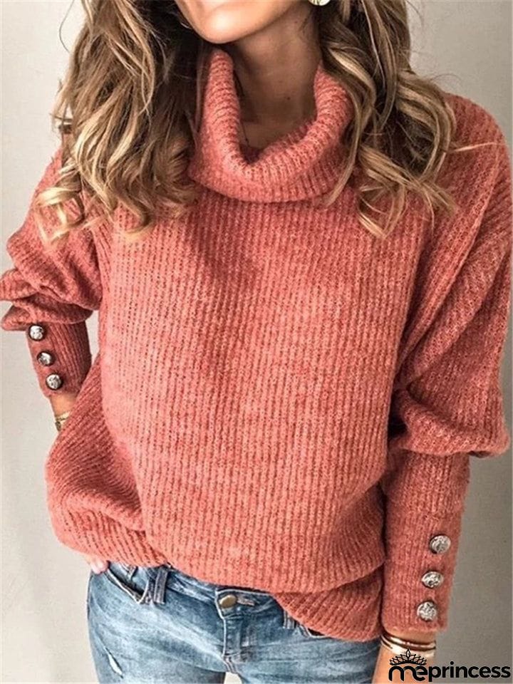 Women's Fashion Casual Solid Color Turtleneck Sweater