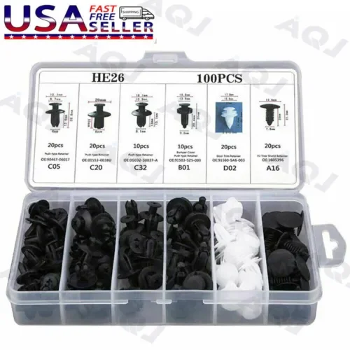 Dronehint Parts Car Body Plastic Fender Bumper Tool Trim Retainer Fastener Clips Kit 100Pc (For: Acura) Parts