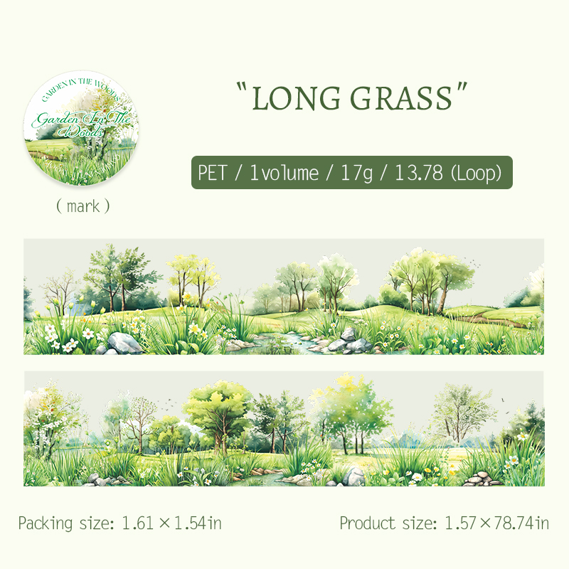 PET Tape - 40mm*200cm Garden in The Woods Series Vintage Plant Flower Landscaping 