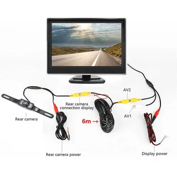 Vehicle Display with 5 inch Monitor License Plate Back Integrator Car truck Backup Camera Kit pantalla de coche