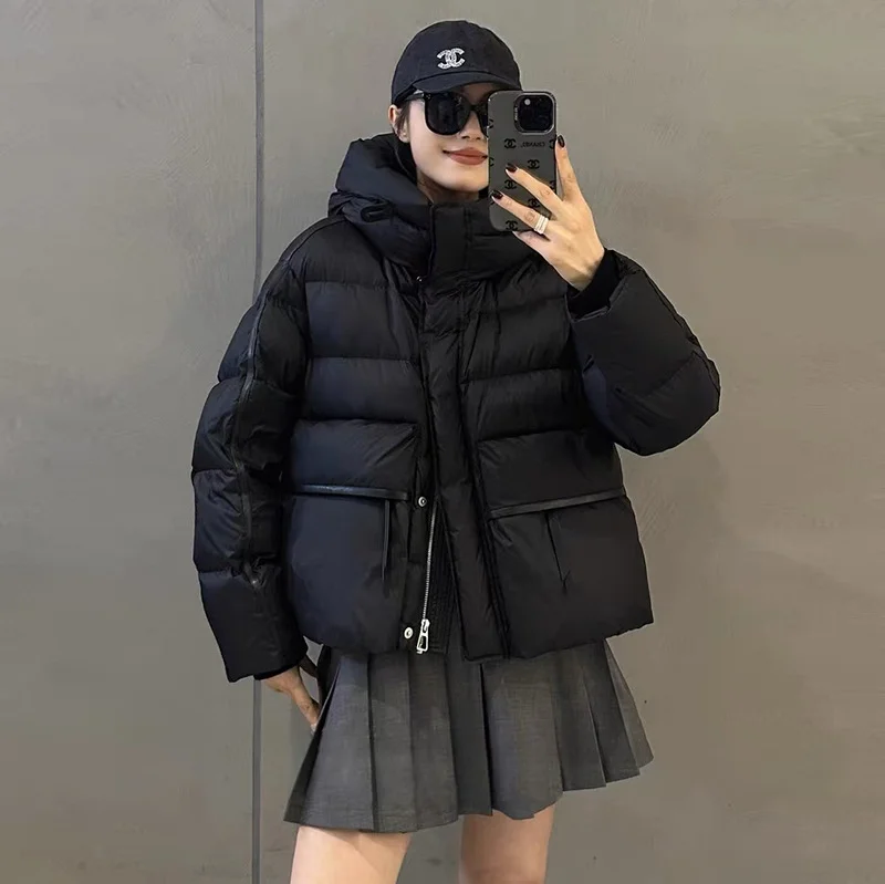 Toloer Advanced Sense Hooded Down Jacket Female 2424 New Fashion Design Sense Plus Thick White Duck Down Loose Bread Clothing Coat-Outfit Ideas