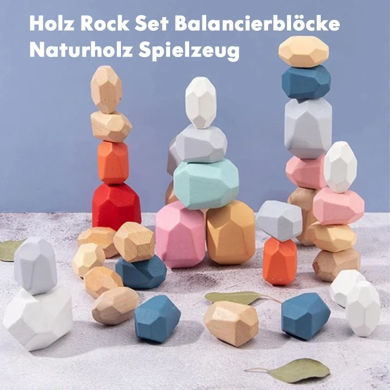 Meladen™ Holz Rock Set Balancierblöcke Naturholz Spielzeug