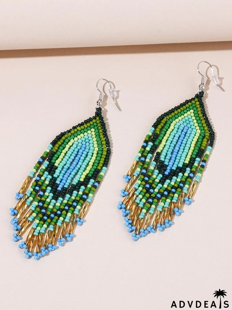 Bead Tassel Drop Earrings