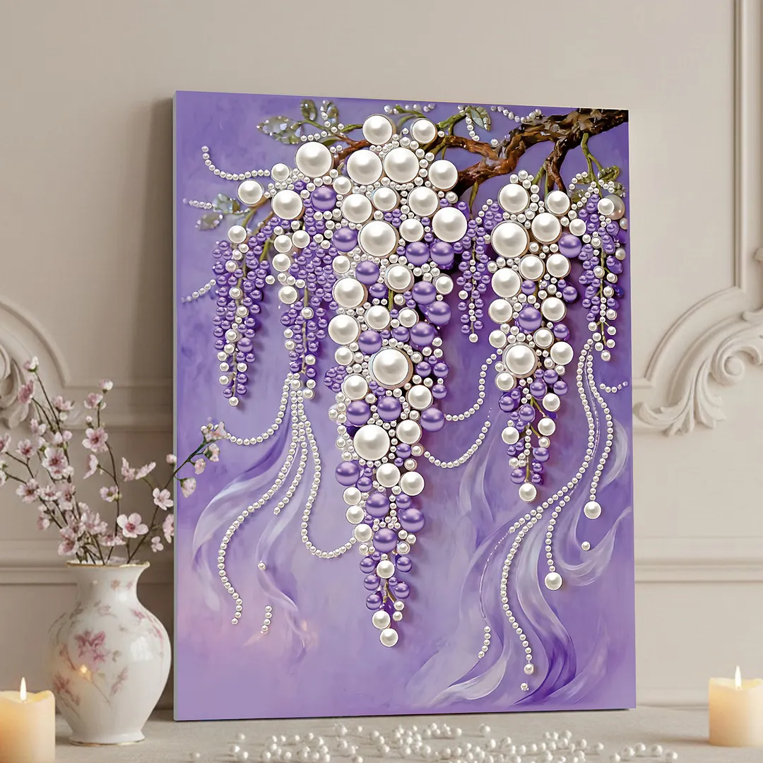 Grape Framed DIY Pearl Painting Kit for Adults 40x50cm