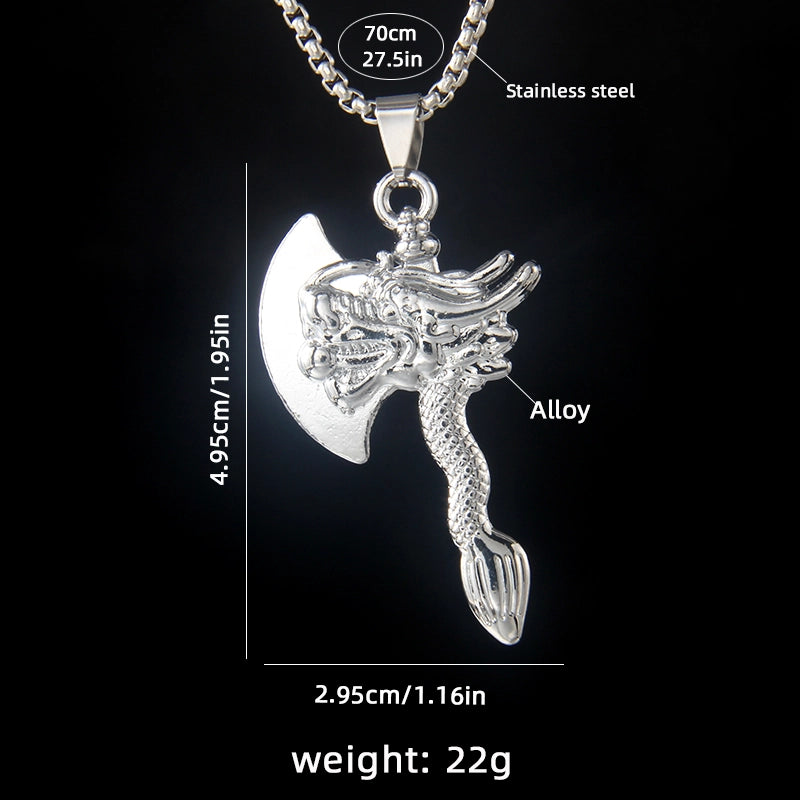 Hip-Hop Punk Axe 201 Stainless Steel Zinc Alloy Square Pearl Chain Pendant Necklaces