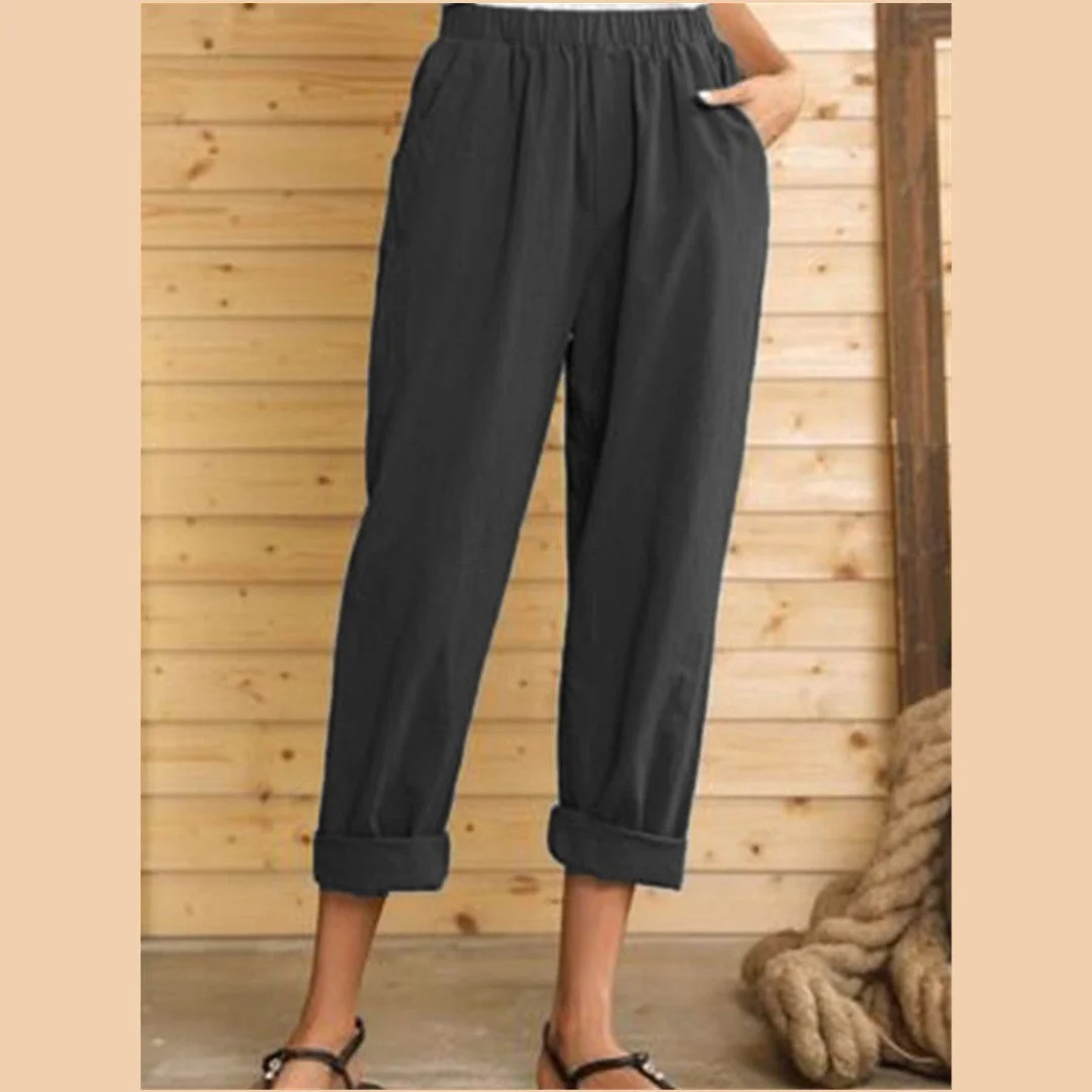 Women's Pants Pocket Solid Color Cotton Linen Comfort Casual Pants
