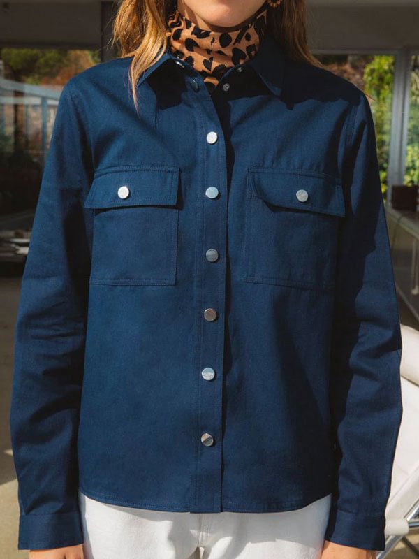 elegant navy single-breasted ladies' shirt