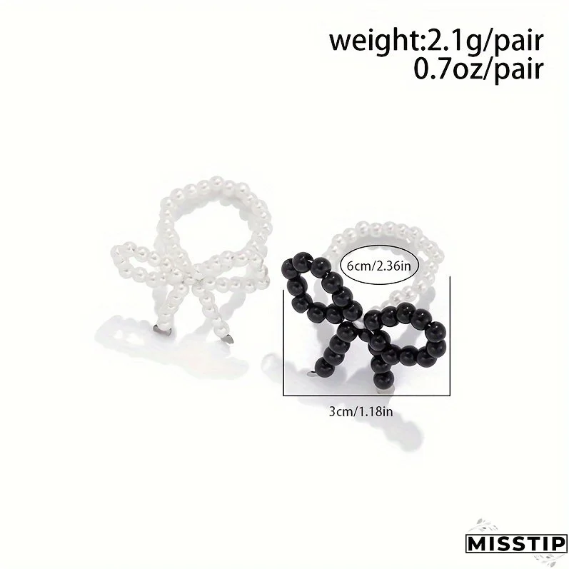 Vintage Elegant Imitation Pearl Butterfly Knot Open Ring Set, 2-Piece Adjustable Statement Rings, Alloy No Plating, Daily & Gift Occasions, Valentine's Day Holiday Jewelry