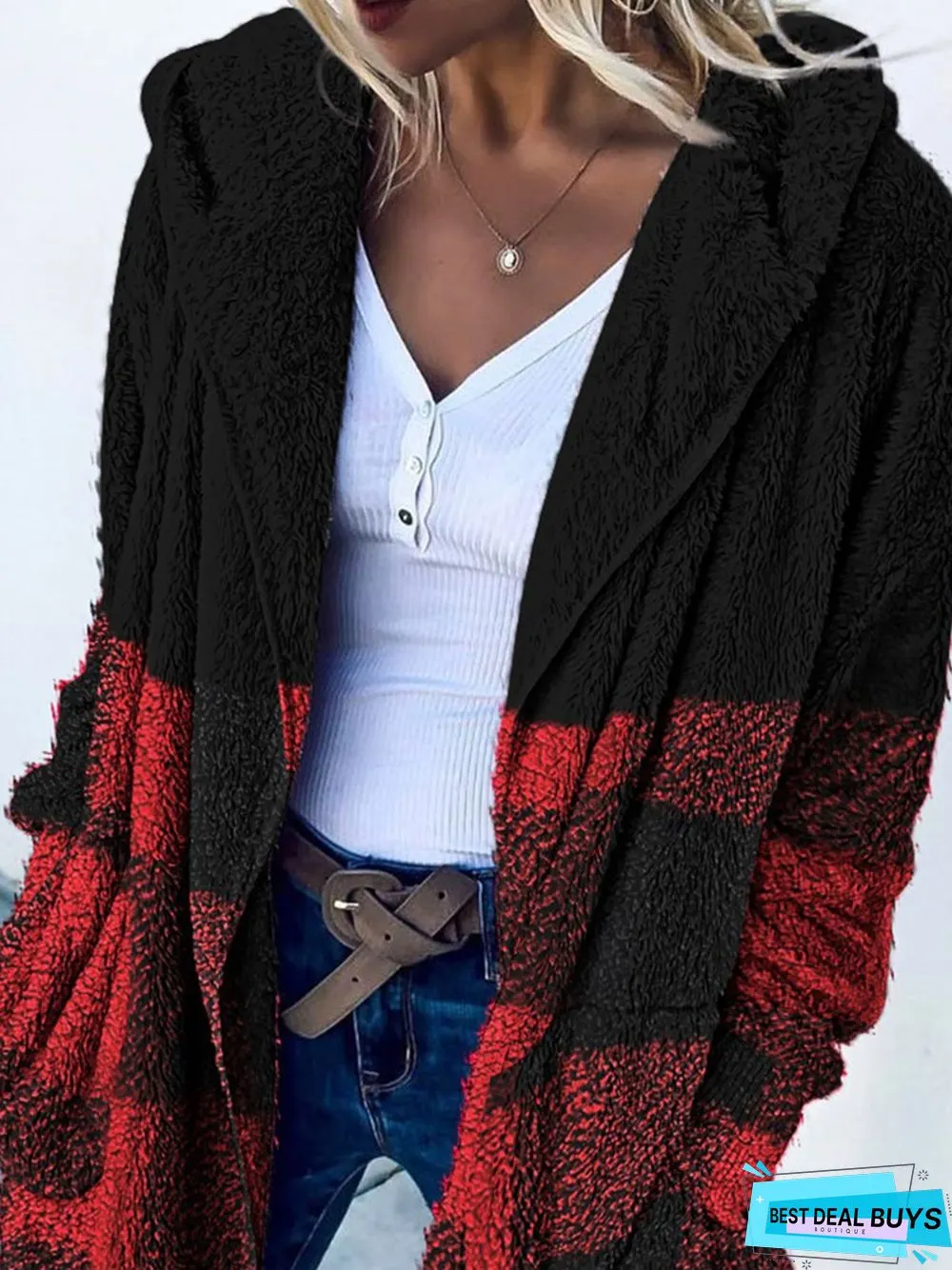 Casual Loose Plaid Teddy Jacket
