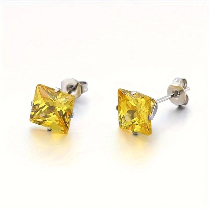 1 Pair Minimalist Square 304 Stainless Steel Ear Studs