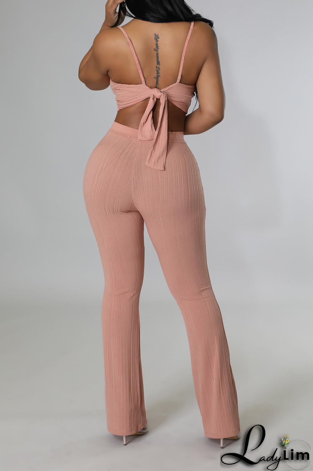 White Fashion Solid Patchwork Spaghetti Strap Sleeveless Two Pieces