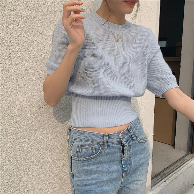 CANDY COLOR KNIT CROP TOP