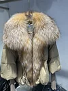 2023 Large Real Silver Fox Fur Collar with Knit Sleeve  Winter Women Coat White Duck Down Jacket Super Fashion Outerwear Luxury