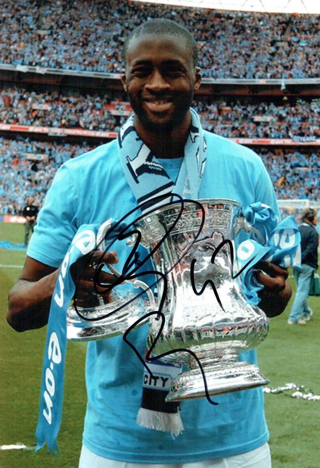 Yaya TOURE Signed Autograph 12x8 Photo Poster painting AFTAL COA Manchester City Legend MCFC